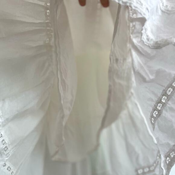 Sea New York White Cotton Lace Ruffle Boho Dress Size 4 Beachy - Picture 6 of 10